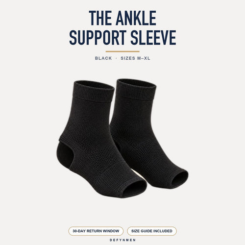 DEFYNMEN Ankle Support Sleeves: black open-toe ankle compression sleeves for men