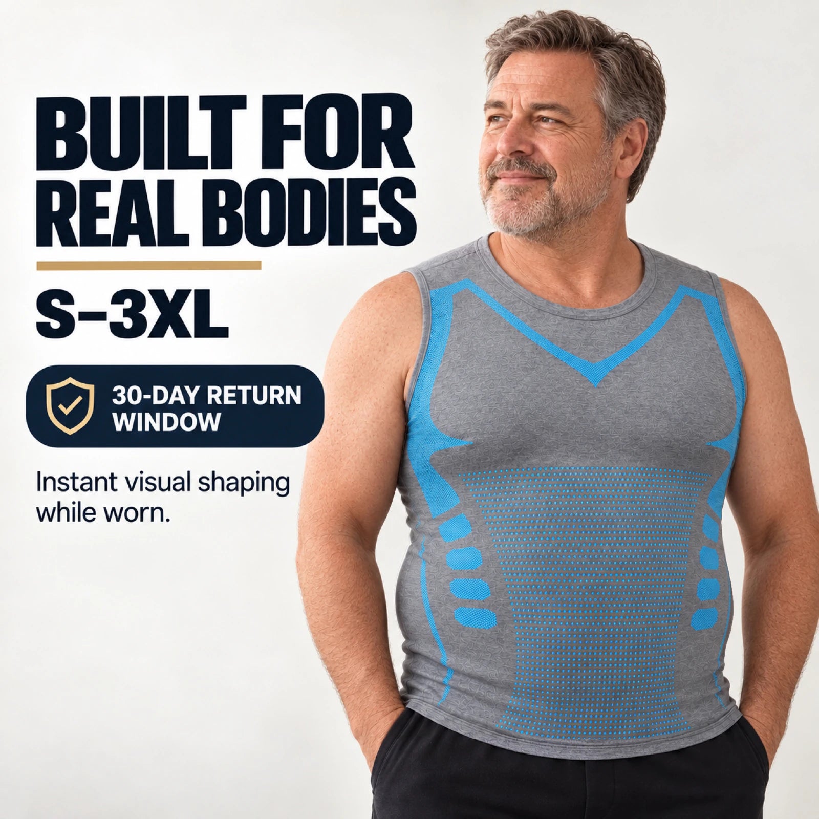 Four realistic American men wearing the DEFYNMEN sleeveless compression tank in real-life settings